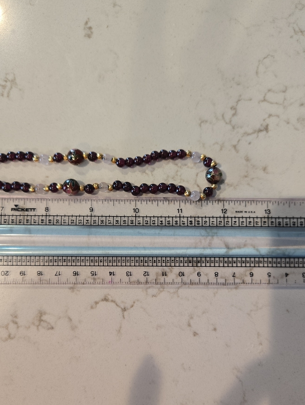Handcrafted Purple Beaded Necklace with 14k Gold Accents